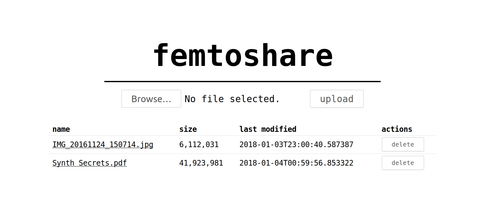 Femtoshare Screenshot